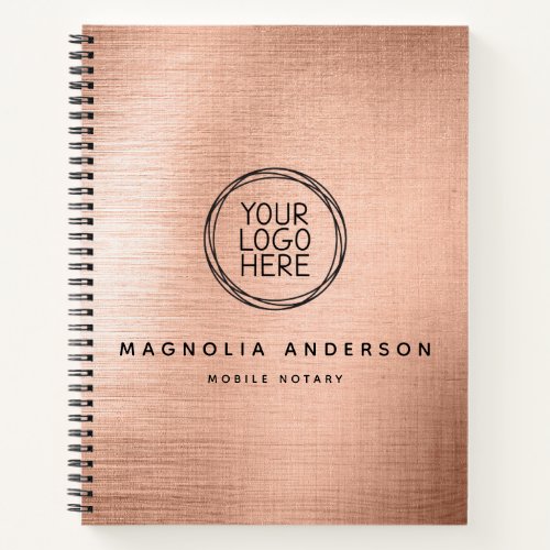 Add Your Logo Rose Gold Foil Business Notebook