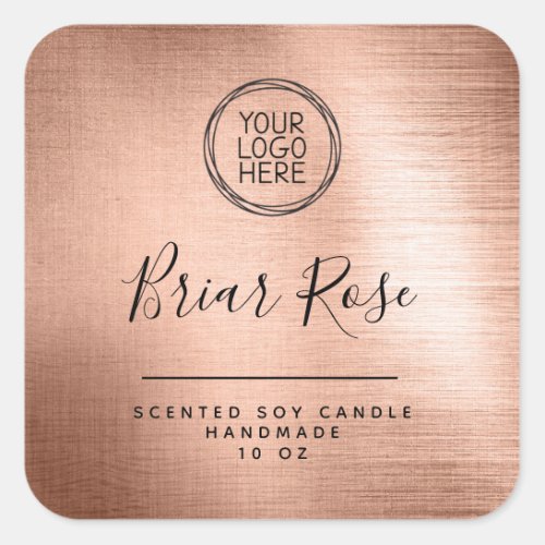 Add Your Logo Rose Gold Foil Candle Product Label