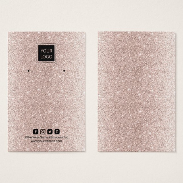 Add Your Logo Rose Gold Glitter Earring Display (Front & Back)