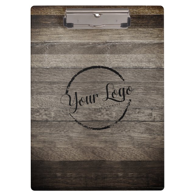 Add your logo rustic barn wood  clipboard (Front)