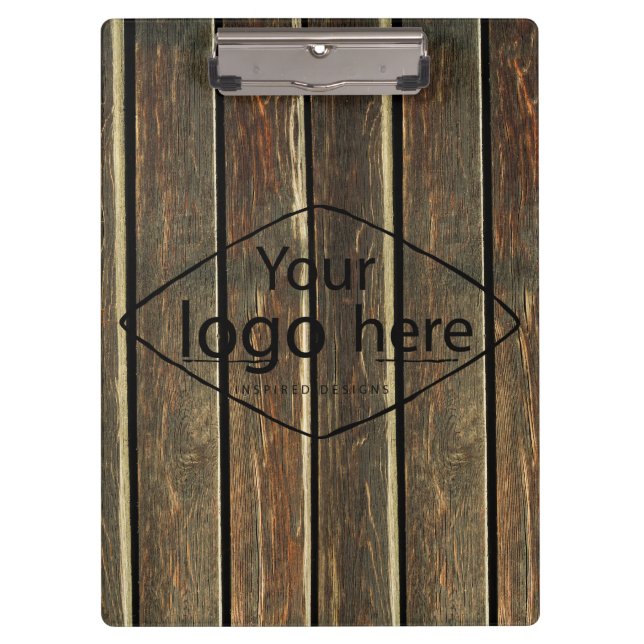 Add your logo rustic barn wood clipboard (Front)
