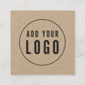 Add Your Logo Rustic Kraft Typewriter Social Media Square Business Card (Front)