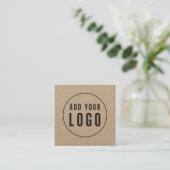 Add Your Logo Rustic Kraft Typewriter Social Media Square Business Card (Standing Front)