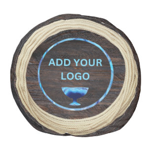 Add your logo Rustic Wood Tone Rope Pouf