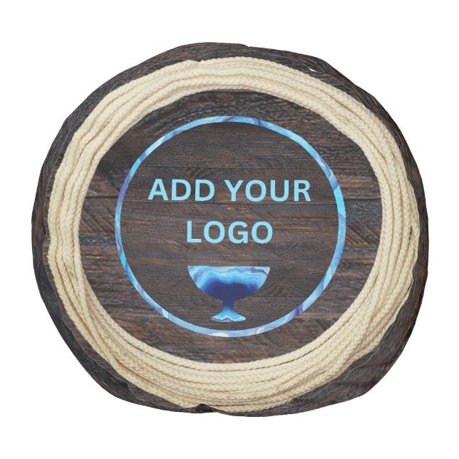 Add your logo Rustic Wood Tone Rope Pouf (Bottom)