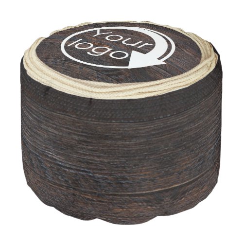 Add your logo Rustic Wood Tone Rope Pouf