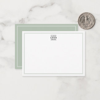 Add Your Logo Sage Green Double Border Business Note Card