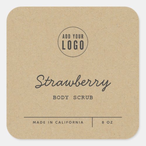 Add Your Logo Script Lines Kraft Product Label