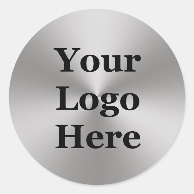 Add Your Logo | Silver Brushed Metal Look | Radial Classic Round Sticker (Front)