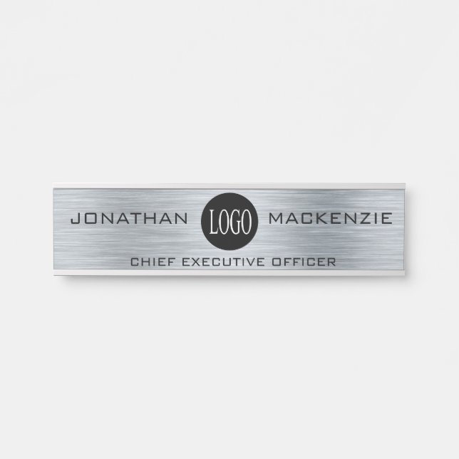 Add Your Logo Silver Door Signs for Office (Front)