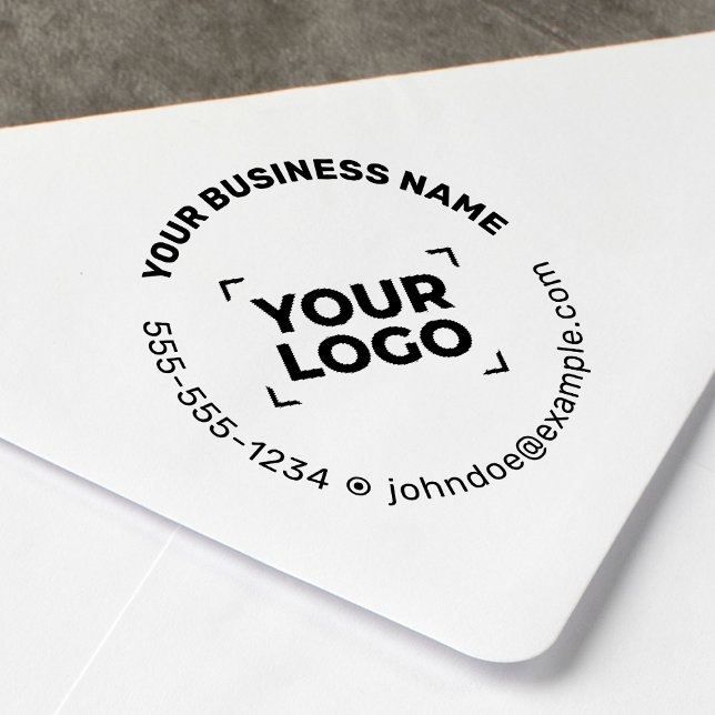 Add Your Logo Simple Business Company Contact  Self-inking Stamp (Creator Uploaded)