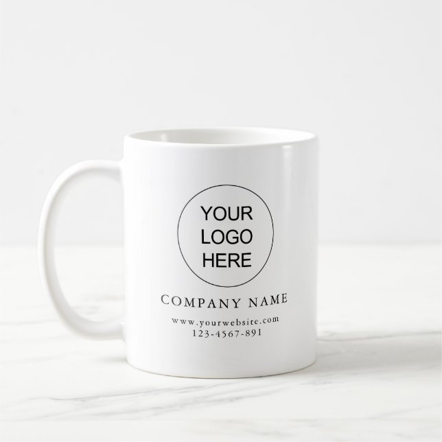 Add Your Logo Simple Clean Company Mug (Left)