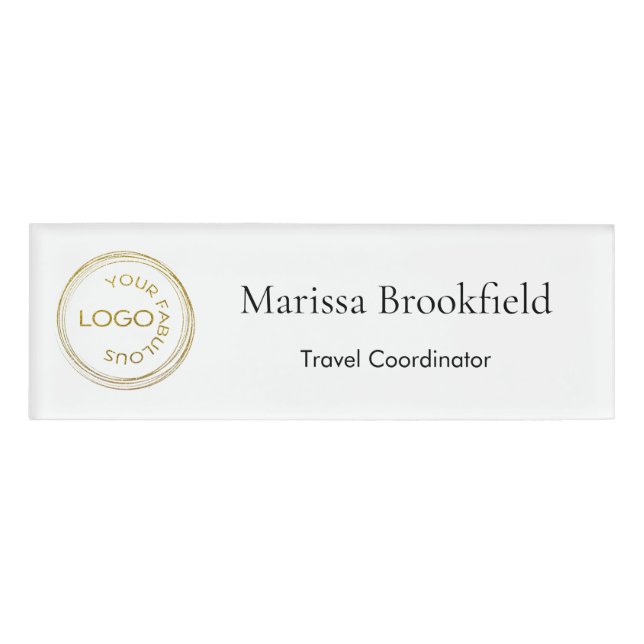 Add Your Logo Simple Employee Name Job Title White Tag (Front)