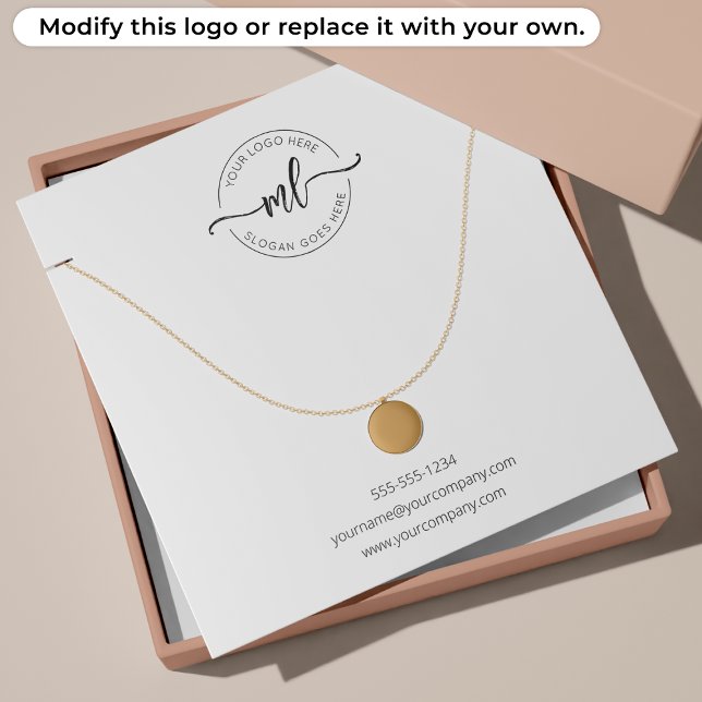 Add Your Logo Simple Initial Necklace Display Card (Creator Uploaded)