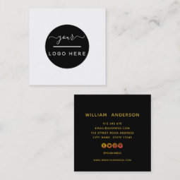 Add Your Logo Simple Minimalist Editable Color Squ Square Business Card ...