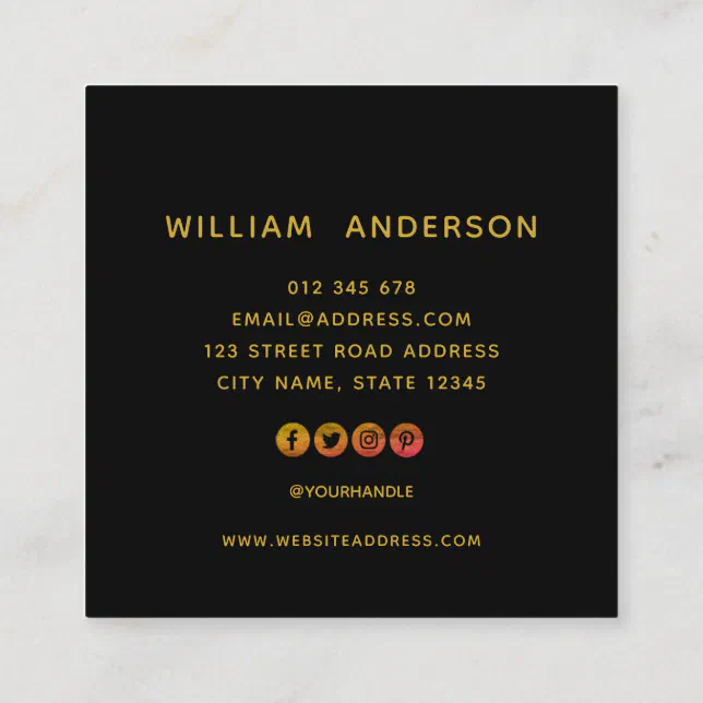 Add Your Logo Simple Minimalist Editable Color Squ Square Business Card ...