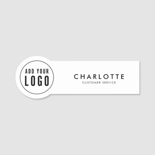 Add Your Logo Simple Modern Black and White First Name Tag