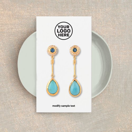 Add Your Logo Simple White Earring Display Card