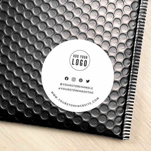 Add Your Logo Social Media Branding Classic Round Sticker (Creator Uploaded)