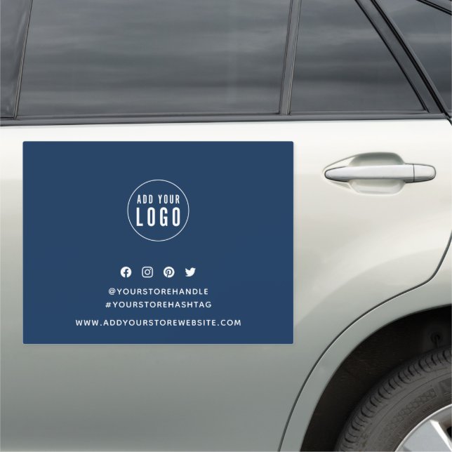 Add Your Logo Social Media Editable Background Car Magnet (In Situ)