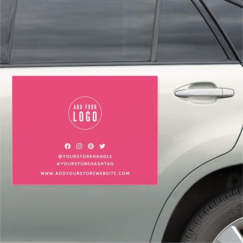 Add Your Logo Social Media Editable Background Car Magnet