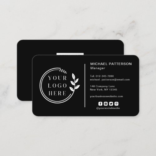 Add Your Logo Social Media QR Code Corporate Black Business Card