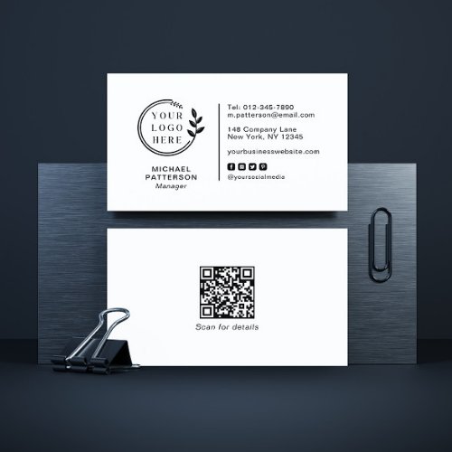 Add Your Logo Social Media QR Code Corporate Business Card