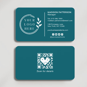 Add Your Logo Social Media QR Code Corporate Business Card