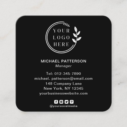 Add Your Logo Social Media QR Code Corporate Square Business Card