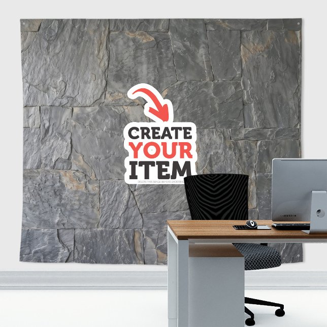 Add your logo Stone Slates Zoom Backdrop Gray (Stone slates tapestry decor: add your logo or use it without logo. Add texts with the Editor Tool!)