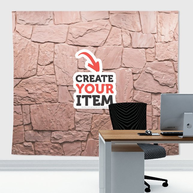 Add your logo Stone Slates Zoom Backdrop Pink (Stone slates tapestry decor: add your logo or use it without logo. Add texts with the Editor Tool!)