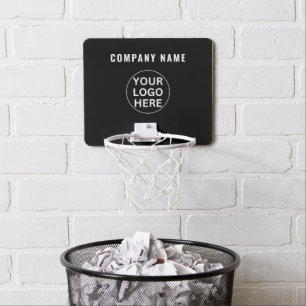 Add Your Logo & Text Here l Black & White Branded Mini Basketball Hoop