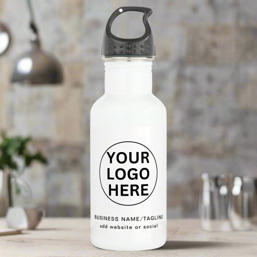 Add Your Logo  Text Here l Minimal Branded White Stainless Steel Water Bottle