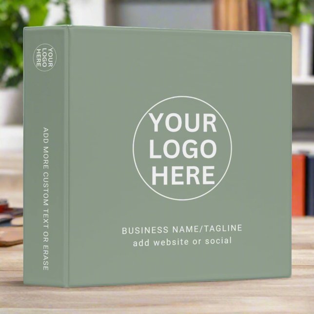 Add Your Logo & Text Here l Promotional Sage Green 3 Ring Binder (Creator Uploaded)
