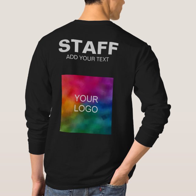 Add Your Logo Text Here Mens Long Sleeve Staff T-Shirt (Back)
