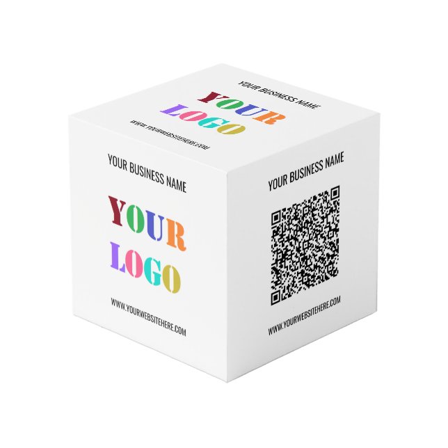 Add Your Logo, Text Info QR Code Promotional Cube (Front Angled)