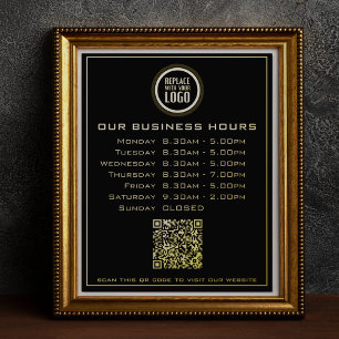 Add Your Logo Text QR Code Business Opening Hours Foil Prints