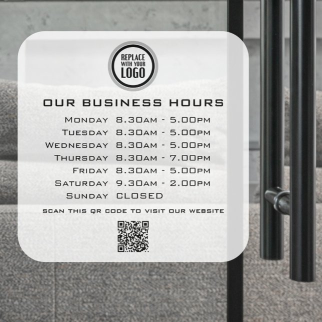  Add Your Logo Text QR Code Business Opening Hours Window Cling (Creator Uploaded)