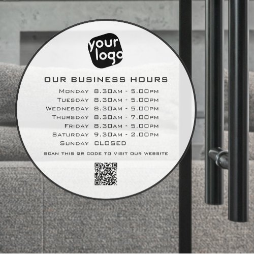  Add Your Logo Text QR Code Business Opening Hours Window Cling