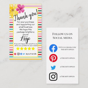 ADD YOUR LOGO thank you order insert card