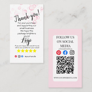 ADD YOUR LOGO thank you order insert card bubbles