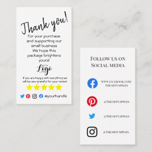 ADD YOUR LOGO thank you order insert card simple