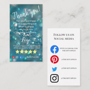 ADD YOUR LOGO thank you order insert card sparkle