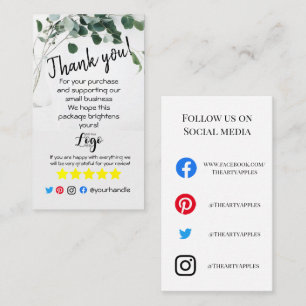 ADD YOUR LOGO thank you order insert eucalyptus