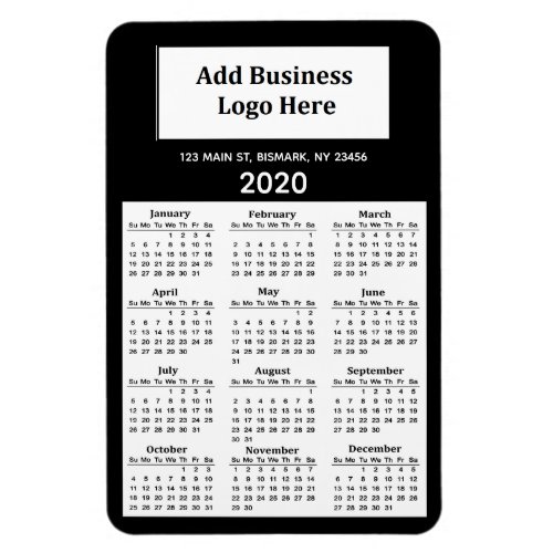 Add your Logo to this Custom 2020 Calendar Magnet