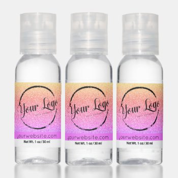 Add Your Logo Travel Bottles Set Pink Glitter Hand Sanitizer by TheSillyHippy at Zazzle