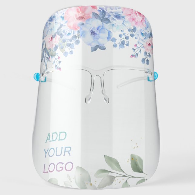Add your logo, Tree Branches,Flowers Face Shield (Front)