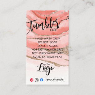 ADD YOUR LOGO TUMBLER CARE CARDS vinyl business