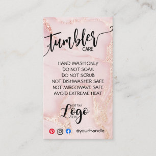 ADD YOUR LOGO TUMBLER CARE CARDS vinyl business