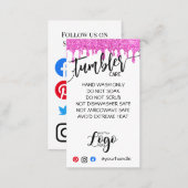 ADD YOUR LOGO TUMBLER CARE CARDS vinyl business (Front/Back)